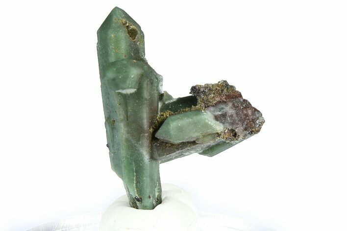 Green Hedenbergite Included Quartz Cluster - Mongolia #366511